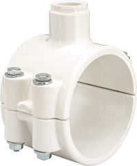 Value Collection - 3 x 1/2" PVC Plastic Pipe Clamp On Saddle with EPDM O-Ring - Schedule 40, Pipe O.D. x Soc End Connections - Americas Industrial Supply