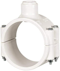 Value Collection - 4 x 3/4" PVC Plastic Pipe Clamp On Saddle with EPDM O-Ring - Schedule 40, Pipe O.D. x Soc End Connections - Americas Industrial Supply