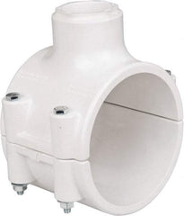 Value Collection - 4 x 1-1/4" PVC Plastic Pipe Clamp On Saddle with EPDM O-Ring - Schedule 40, Pipe O.D. x Soc End Connections - Americas Industrial Supply