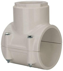 Value Collection - 4 x 2-1/2" PVC Plastic Pipe Clamp On Saddle with EPDM O-Ring - Schedule 40, Pipe O.D. x Soc End Connections - Americas Industrial Supply