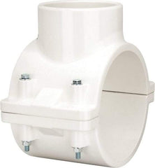 Value Collection - 6 x 4" PVC Plastic Pipe Clamp On Saddle with EPDM O-Ring - Schedule 40, Pipe O.D. x Soc End Connections - Americas Industrial Supply