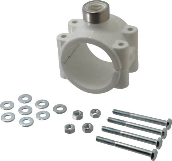Value Collection - 2 x 1/2" PVC Plastic Pipe Clamp On Saddle with EPDM O-Ring - Schedule 40, Pipe O.D. x SR Fipt End Connections - Americas Industrial Supply
