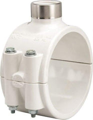Value Collection - 4 x 1" PVC Plastic Pipe Clamp On Saddle with EPDM O-Ring - Schedule 40, Pipe O.D. x SR Fipt End Connections - Americas Industrial Supply