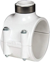 Value Collection - 4 x 1-1/4" PVC Plastic Pipe Clamp On Saddle with EPDM O-Ring - Schedule 40, Pipe O.D. x SR Fipt End Connections - Americas Industrial Supply