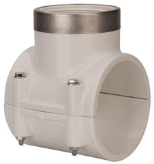 Value Collection - 4 x 3" PVC Plastic Pipe Clamp On Saddle with EPDM O-Ring - Schedule 40, Pipe O.D. x SR Fipt End Connections - Americas Industrial Supply