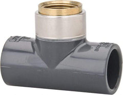 Value Collection - 3/4" PVC Plastic Pipe Tee - Schedule 80, PVC Slip x Brass Fipt End Connections - Americas Industrial Supply