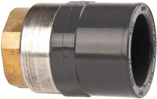 Value Collection - 3/4" PVC Plastic Pipe Female Adapter - Schedule 80, PVC Slip x Brass Fipt End Connections - Americas Industrial Supply