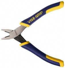 Irwin - 4-3/4" OAL, 5/8" Jaw Length x 7/32" Jaw Width, Side Cutting Linesman's Pliers - Standard Jaw, Flat Nose Head, ProTouch Handles - Americas Industrial Supply