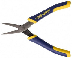 Irwin - 5-1/4" OAL, 1-1/4" Jaw Length x 9/16" Jaw Width, Pliers - Machined Jaw, Flat Nose Head, ProTouch Handles - Americas Industrial Supply