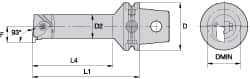 Kennametal - Insert Style NG 3L, 140mm Head Length, Right Hand Cut, Internal Modular Threading Cutting Unit Head - System Size KM63, 22mm Center to Cutting Edge, Series Top Notch - Americas Industrial Supply