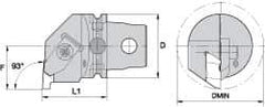 Kennametal - Insert Style NG 4L, 60mm Head Length, Right Hand Cut, Internal Modular Threading Cutting Unit Head - System Size KM63, 43mm Center to Cutting Edge, Series Top Notch - Americas Industrial Supply