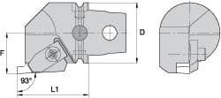 Kennametal - Insert Style NG 3R, 60mm Head Length, Right Hand Cut, Internal Modular Threading Cutting Unit Head - System Size KM63, 43mm Center to Cutting Edge, Series Top Notch - Americas Industrial Supply