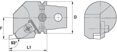 Kennametal - Insert Style NG 4R, 60mm Head Length, Right Hand Cut, Internal Modular Threading Cutting Unit Head - System Size KM63, 43mm Center to Cutting Edge, Series Top Notch - Americas Industrial Supply