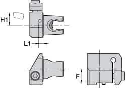 Kennametal - System Size KM25, Right Hand Cut, Modular Cutoff Cutting Unit Head - A2 BHSN19X... Insert Style, 0.189" Head Length, 0.4921" Center to Cutting Edge, Series A2 - Americas Industrial Supply