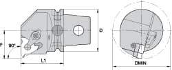 Kennametal - Insert Style LT 22NL, 60mm Head Length, Left Hand Cut, Internal Modular Threading Cutting Unit Head - System Size KM63, 43mm Center to Cutting Edge, Series LT Threading - Americas Industrial Supply