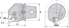 Kennametal - Insert Style LT 22NL, 60mm Head Length, Left Hand Cut, Internal Modular Threading Cutting Unit Head - System Size KM63, 43mm Center to Cutting Edge, Series LT Threading - Americas Industrial Supply