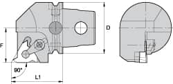 Kennametal - Insert Style LT 16EL, 60mm Head Length, Left Hand Cut, External Modular Threading Cutting Unit Head - System Size KM63, 43mm Center to Cutting Edge, Series LT Threading - Americas Industrial Supply