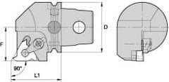 Kennametal - Insert Style LT 22ER, 60mm Head Length, Right Hand Cut, External Modular Threading Cutting Unit Head - System Size KM63, 43mm Center to Cutting Edge, Series LT Threading - Americas Industrial Supply