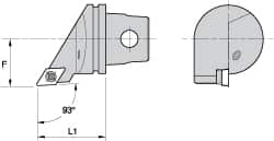 Kennametal - Right Hand Cut, Size KM32, DC.. Insert Compatiblity, External Modular Turning & Profiling Cutting Unit Head - 22mm Ctr to Cutting Edge, 35mm Head Length, Through Coolant, Series Screw-On - Americas Industrial Supply