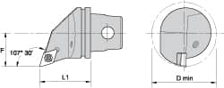 Kennametal - Left Hand Cut, Size KM32, DC.. Insert Compatiblity, Internal Modular Turning & Profiling Cutting Unit Head - 22mm Ctr to Cutting Edge, 35mm Head Length, Through Coolant, Series Screw-On - Americas Industrial Supply