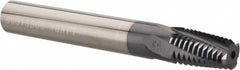 Carmex - 1/4-18 to 3/8-18 NPT, 3/8" Cutting Diam, 4 Flute, Solid Carbide Helical Flute Thread Mill - Internal/External Thread, 0.64" LOC, 3" OAL, 3/8" Shank Diam - Americas Industrial Supply