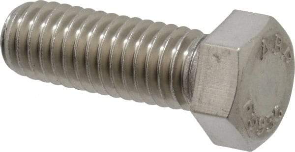 Value Collection - 7/16-14 UNC, 1-1/4" Length Under Head Hex Head Cap Screw - Fully Threaded, Grade 18-8 Stainless Steel, Uncoated, 5/8" Hex - Americas Industrial Supply