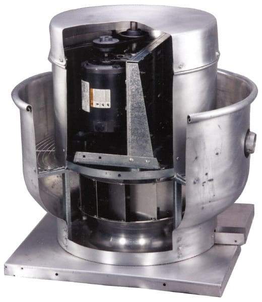 Fantech - 20" Blade, 4,693 CFM, Belt Drive Centrifugal Roof Exhauster - 1 hp, Open Dripproof Enclosure, Upblast Style, Three-Phase, 208-220 Volts - Americas Industrial Supply