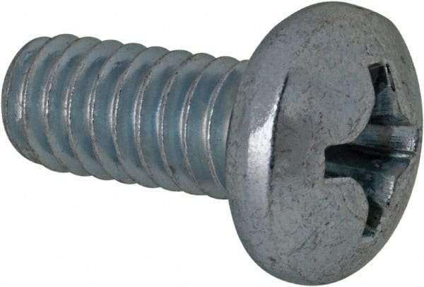 Value Collection - #12-24 UNC, 1/2" Length Under Head Phillips Drive Machine Screw - Pan Head, Grade 2 Steel, Zinc-Plated Finish, Without Washer - Americas Industrial Supply