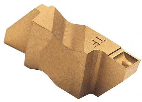 Tool-Flo - 2125FLG CB Grade GP3, 3.18mm Cutting Width Carbide Grooving Insert - 0.11" Max Depth of Cut, Right Hand, 0.005 to 0.01" Corner Radius, TiN Finish - Americas Industrial Supply