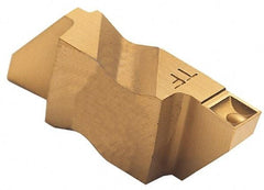 Tool-Flo - 2125FLG CB Grade GP50, 3.18mm Cutting Width Carbide Grooving Insert - 0.11" Max Depth of Cut, Right Hand, 0.005 to 0.01" Corner Radius, TiN Finish - Americas Industrial Supply