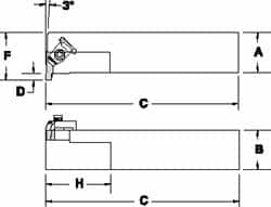 Tool-Flo - External Thread, Right Hand Cut, 3/4" Shank Width x 3/4" Shank Height Indexable Threading Toolholder - 4-1/2" OAL, FL 2L Insert Compatibility, FLE Toolholder, Series FLER - Americas Industrial Supply