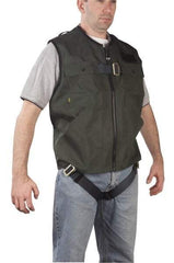 Gemtor - 350 Lb Capacity, Size L, Full Body Vest Safety Harness - Polyester, Quick Connect Leg Strap, Quick Connect Chest Strap, Green - Americas Industrial Supply