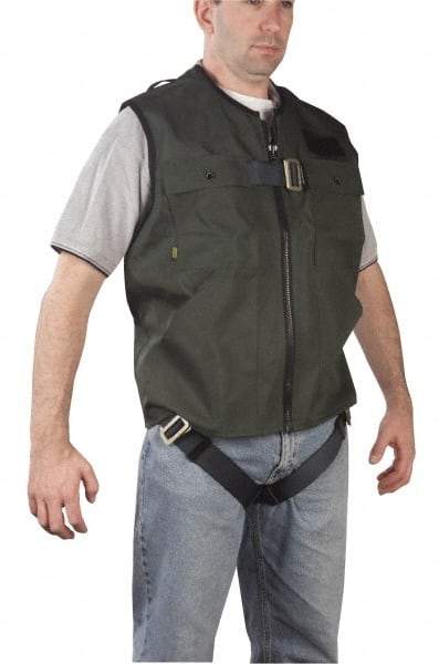 Gemtor - 350 Lb Capacity, Size XXL, Full Body Vest Safety Harness - Polyester, Quick Connect Leg Strap, Quick Connect Chest Strap, Green - Americas Industrial Supply