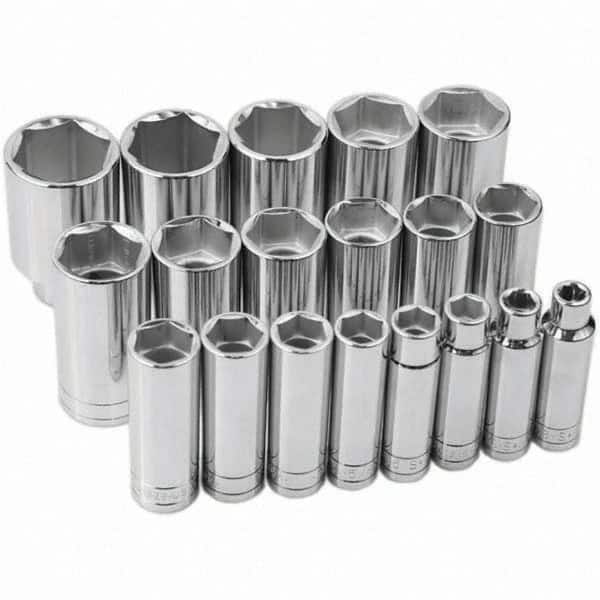 SK - 1/2" Drive Deep Socket Set - 3/8 to 1-1/2", Inch Measurement Standard - Americas Industrial Supply