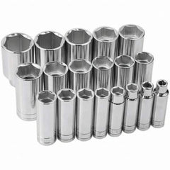 SK - 1/2" Drive Deep Socket Set - 3/8 to 1-1/2", Inch Measurement Standard - Americas Industrial Supply