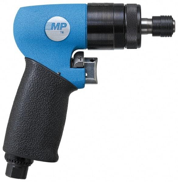 Master Power - 1/4" Bit Holder, 1,100 RPM, Pistol Grip Handle Air Screwdriver - 85 (Soft Pull) & 120 (Hard Slam) In/Lb Torque, 22 CFM - Americas Industrial Supply