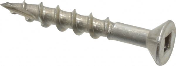 Value Collection - #8 Flat Head, Square Drive Stainless Steel Deck Screw - 1-1/4" OAL, Grade 305, Type 17 Point - Americas Industrial Supply