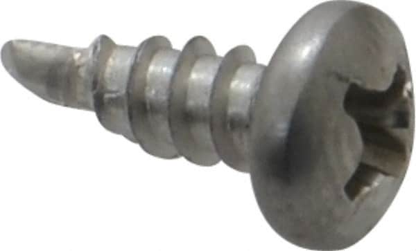 Value Collection - #6, Pan Head, Phillips Drive, 3/8" Length Under Head, #2 Point, Self Drilling Screw - Grade 410 Stainless Steel - Americas Industrial Supply