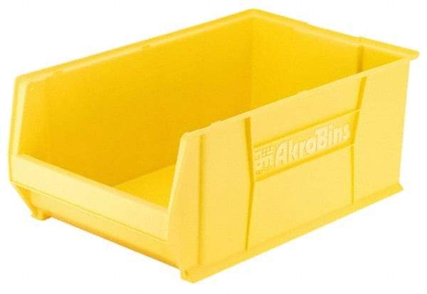 Akro-Mils - 200 Lb. Load Capacity, 20" Deep, Yellow Polymer Hopper Stacking Bin - 12" High x 12-3/8" Wide x 20" Long - Americas Industrial Supply