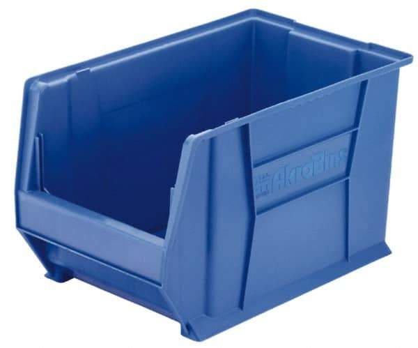 Akro-Mils - 200 Lb. Load Capacity, 20" Deep, Blue Polymer Hopper Stacking Bin - 12" High x 12-3/8" Wide x 20" Long - Americas Industrial Supply