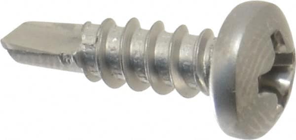 Value Collection - #6, Pan Head, Phillips Drive, 1/2" Length Under Head, #2 Point, Self Drilling Screw - Grade 410 Stainless Steel - Americas Industrial Supply