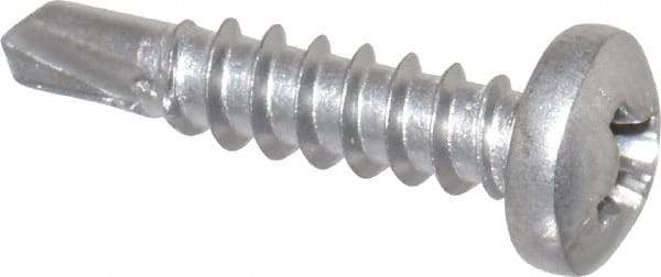 Value Collection - #6, Pan Head, Phillips Drive, 5/8" Length Under Head, #2 Point, Self Drilling Screw - Grade 410 Stainless Steel - Americas Industrial Supply