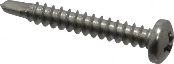 Value Collection - #6, Pan Head, Phillips Drive, 1" Length Under Head, #2 Point, Self Drilling Screw - Grade 410 Stainless Steel - Americas Industrial Supply