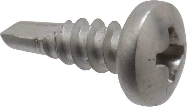 Value Collection - #8, Pan Head, Phillips Drive, 1/2" Length Under Head, #2 Point, Self Drilling Screw - Grade 410 Stainless Steel - Americas Industrial Supply