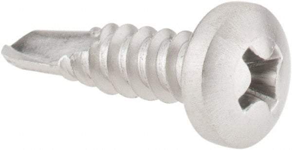Value Collection - #10, Pan Head, Phillips Drive, 3/4" Length Under Head, #3 Point, Self Drilling Screw - Grade 410 Stainless Steel - Americas Industrial Supply