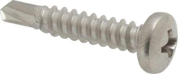 Value Collection - #10, Pan Head, Phillips Drive, 1" Length Under Head, #3 Point, Self Drilling Screw - Grade 410 Stainless Steel - Americas Industrial Supply