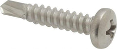 Value Collection - #10, Pan Head, Phillips Drive, 1" Length Under Head, #3 Point, Self Drilling Screw - Grade 410 Stainless Steel - Americas Industrial Supply