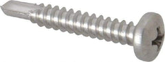 Value Collection - #10, Pan Head, Phillips Drive, 1-1/4" Length Under Head, #3 Point, Self Drilling Screw - Grade 410 Stainless Steel - Americas Industrial Supply