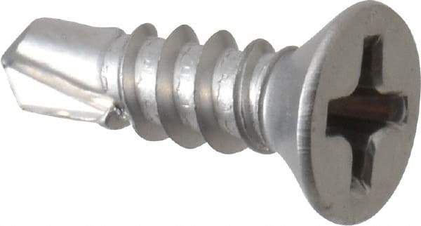 Value Collection - #6, Flat Head, Phillips Drive, 1/2" OAL, #2 Point, Self Drilling Screw - Grade 410 Stainless Steel - Americas Industrial Supply