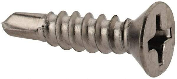 Value Collection - #6, Flat Head, Phillips Drive, 5/8" OAL, #2 Point, Self Drilling Screw - Grade 410 Stainless Steel - Americas Industrial Supply